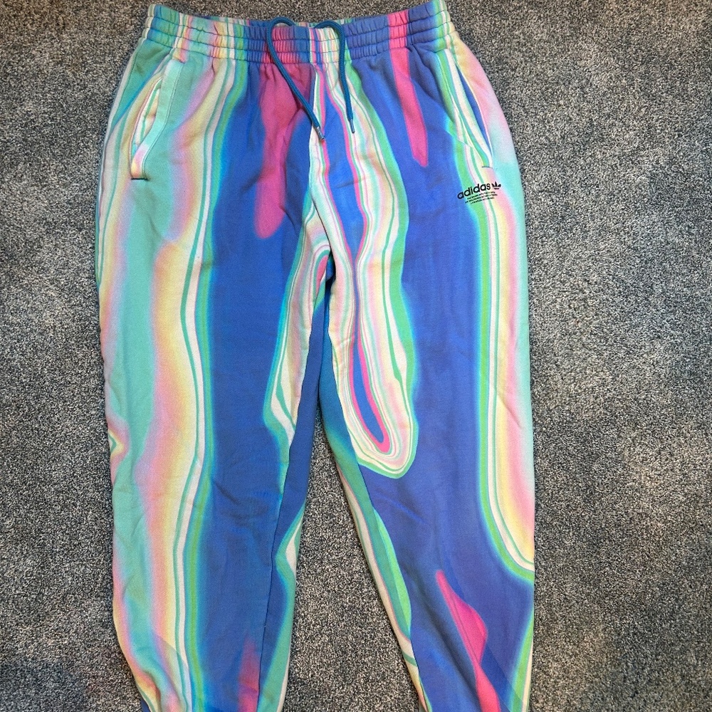 Rainbow Adidas sweatpants